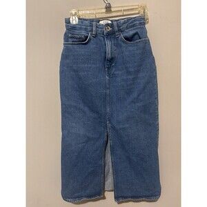 COS Blue Denim Midi Skirt with front slit size 4